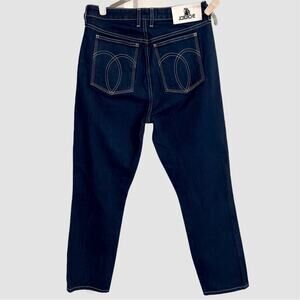 Jordache Jeans Women's Size 30 Blue Dark Wash Vintage Crop White Stitching